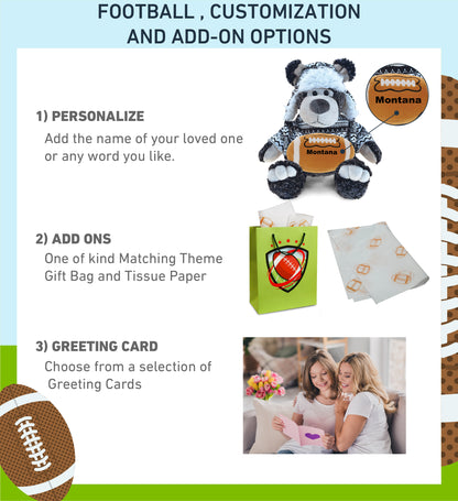 SUPER SOFT PLUSH WITH CLOTHES - BLACK BEAR WITH FOOTBALL PLUSH