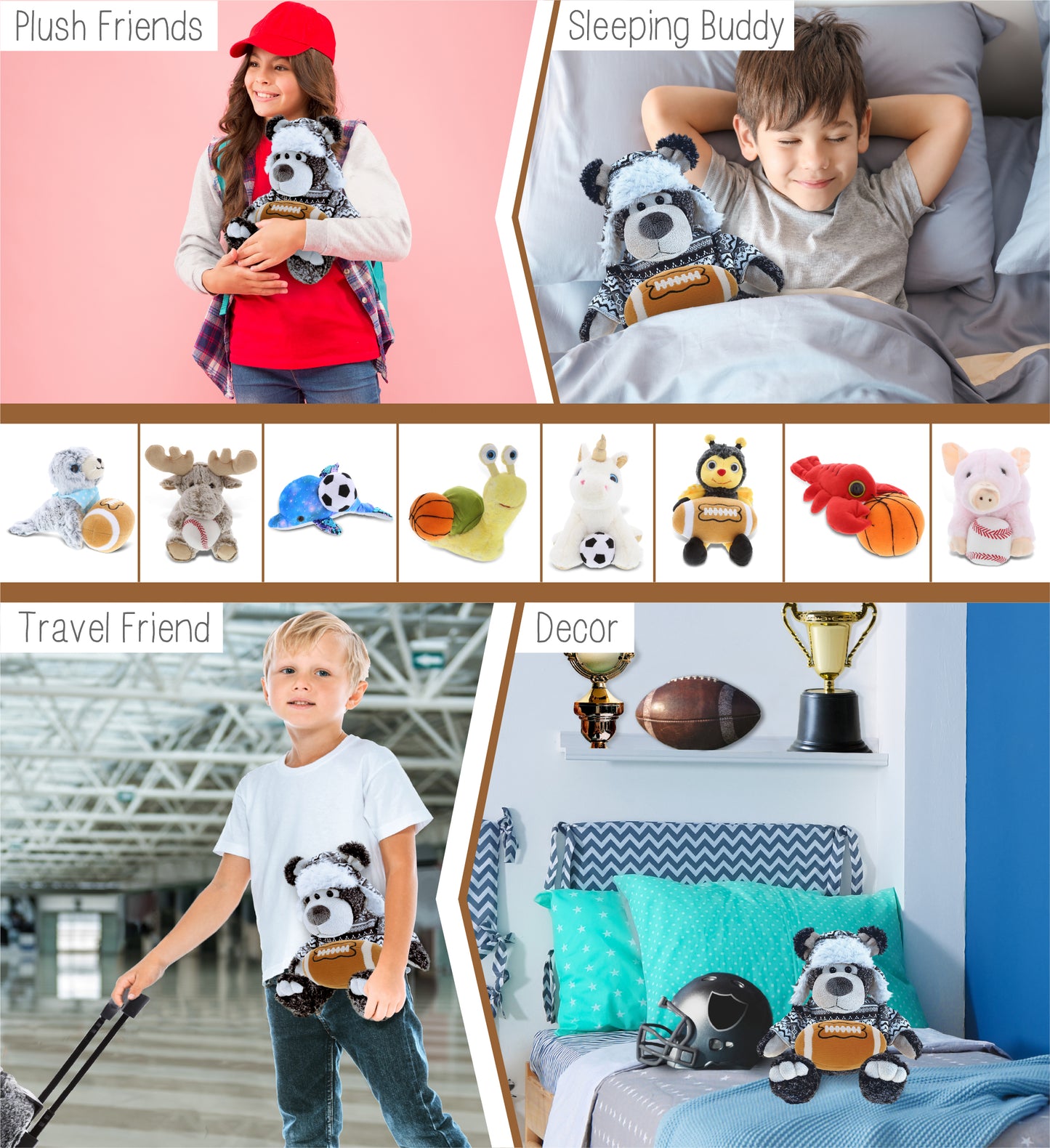 SUPER SOFT PLUSH WITH CLOTHES - BLACK BEAR WITH FOOTBALL PLUSH