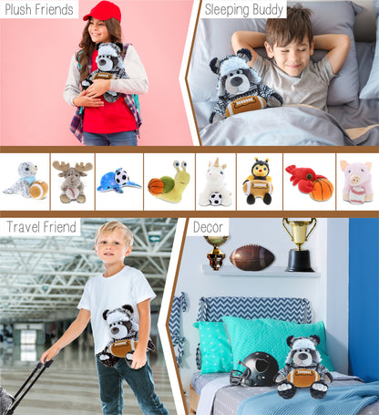 SUPER SOFT PLUSH WITH CLOTHES - BLACK BEAR WITH FOOTBALL PLUSH