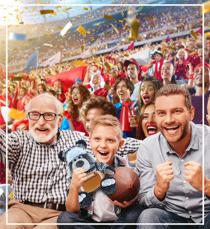 SUPER SOFT PLUSH WITH CLOTHES - BLACK BEAR WITH FOOTBALL PLUSH