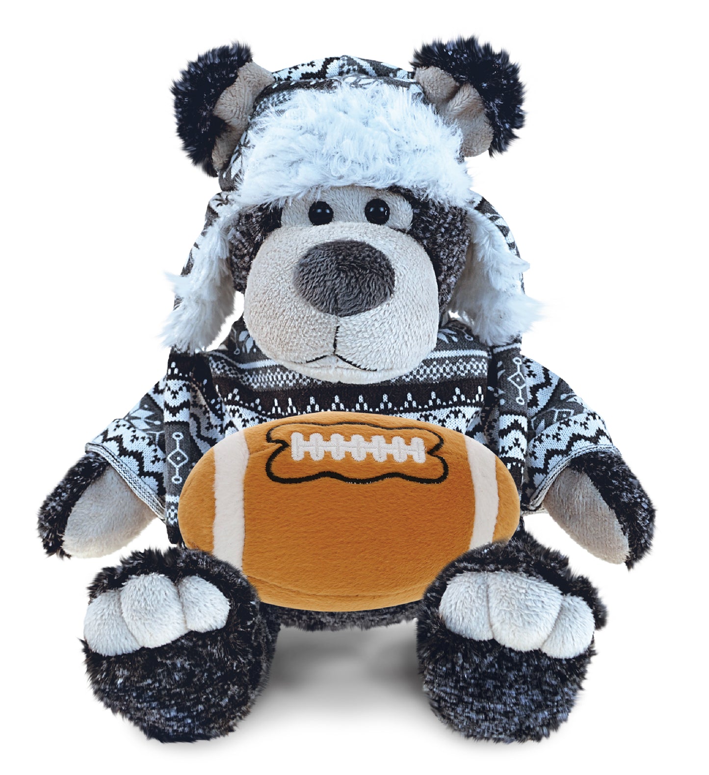 SUPER SOFT PLUSH WITH CLOTHES - BLACK BEAR WITH FOOTBALL PLUSH