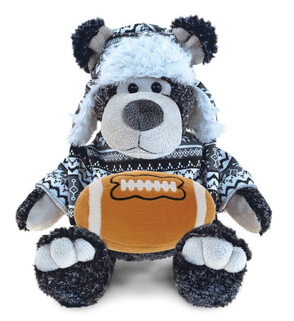 SUPER SOFT PLUSH WITH CLOTHES - BLACK BEAR WITH FOOTBALL PLUSH