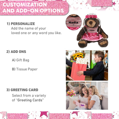 SUPER SOFT PLUSH WITH CLOTHES  - BROWN BEAR WITH BALLERINA DRESS UP