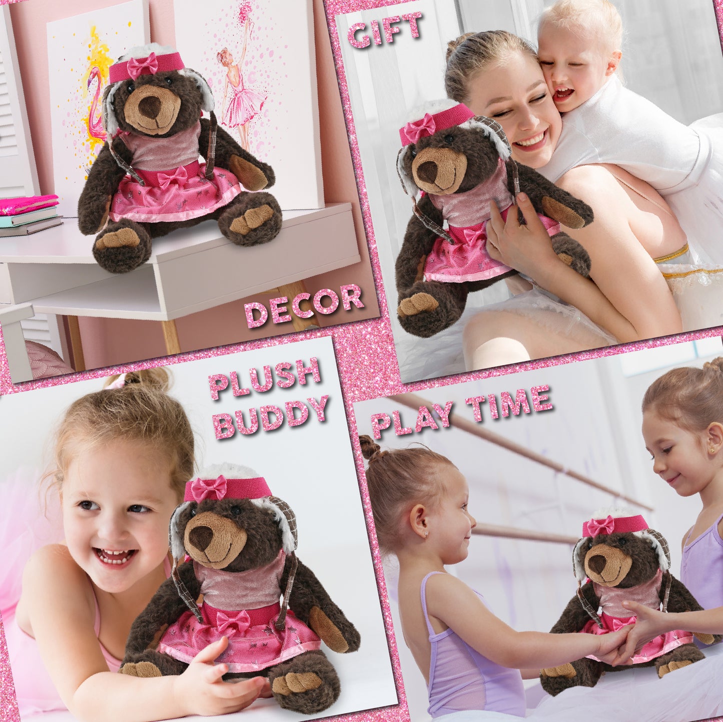 SUPER SOFT PLUSH WITH CLOTHES  - BROWN BEAR WITH BALLERINA DRESS UP
