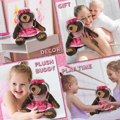 SUPER SOFT PLUSH WITH CLOTHES  - BROWN BEAR WITH BALLERINA DRESS UP
