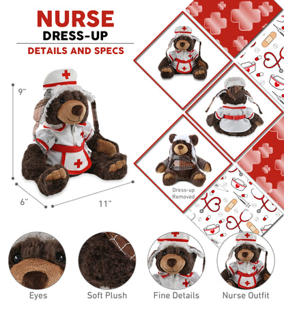 SUPER SOFT PLUSH WITH CLOTHES  - BROWN BEAR NURSE