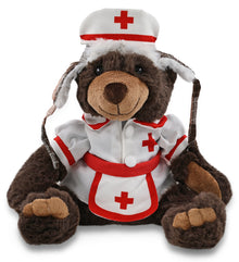 SUPER SOFT PLUSH WITH CLOTHES  - BROWN BEAR NURSE