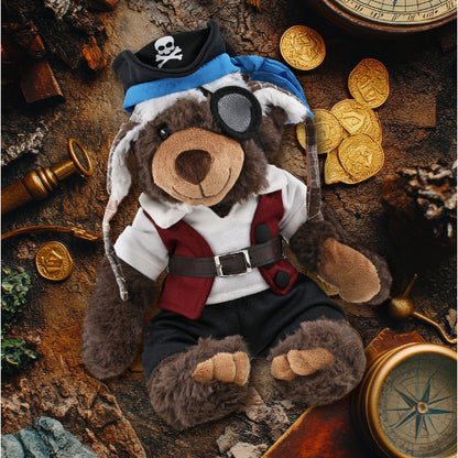 SUPER SOFT PLUSH WITH CLOTHES  - BROWN BEAR PIRATE DRESS UP