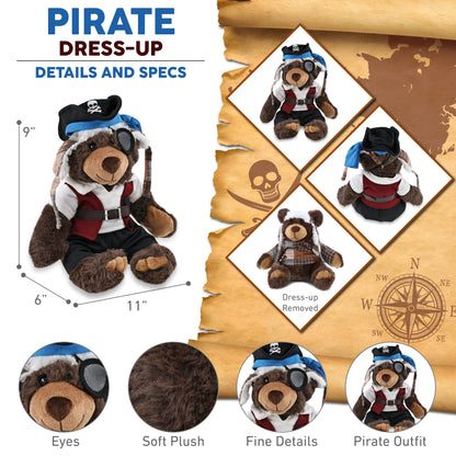 SUPER SOFT PLUSH WITH CLOTHES  - BROWN BEAR PIRATE DRESS UP