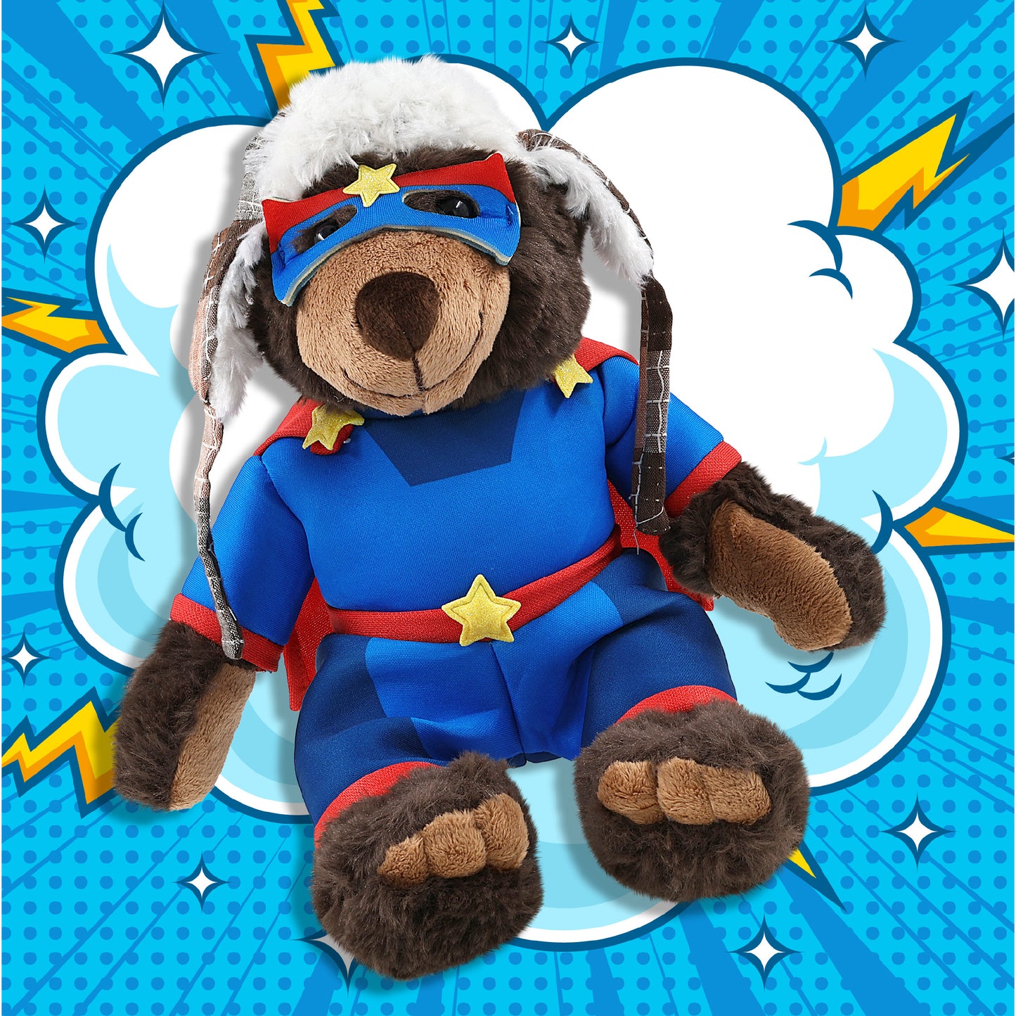 SUPER SOFT PLUSH WITH CLOTHES  - BROWN BEAR With SUPER HERO Dress Up