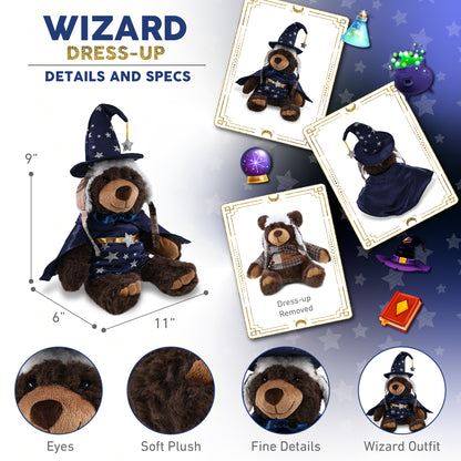 SUPER SOFT PLUSH WITH CLOTHES  - BROWN BEAR WIZARD