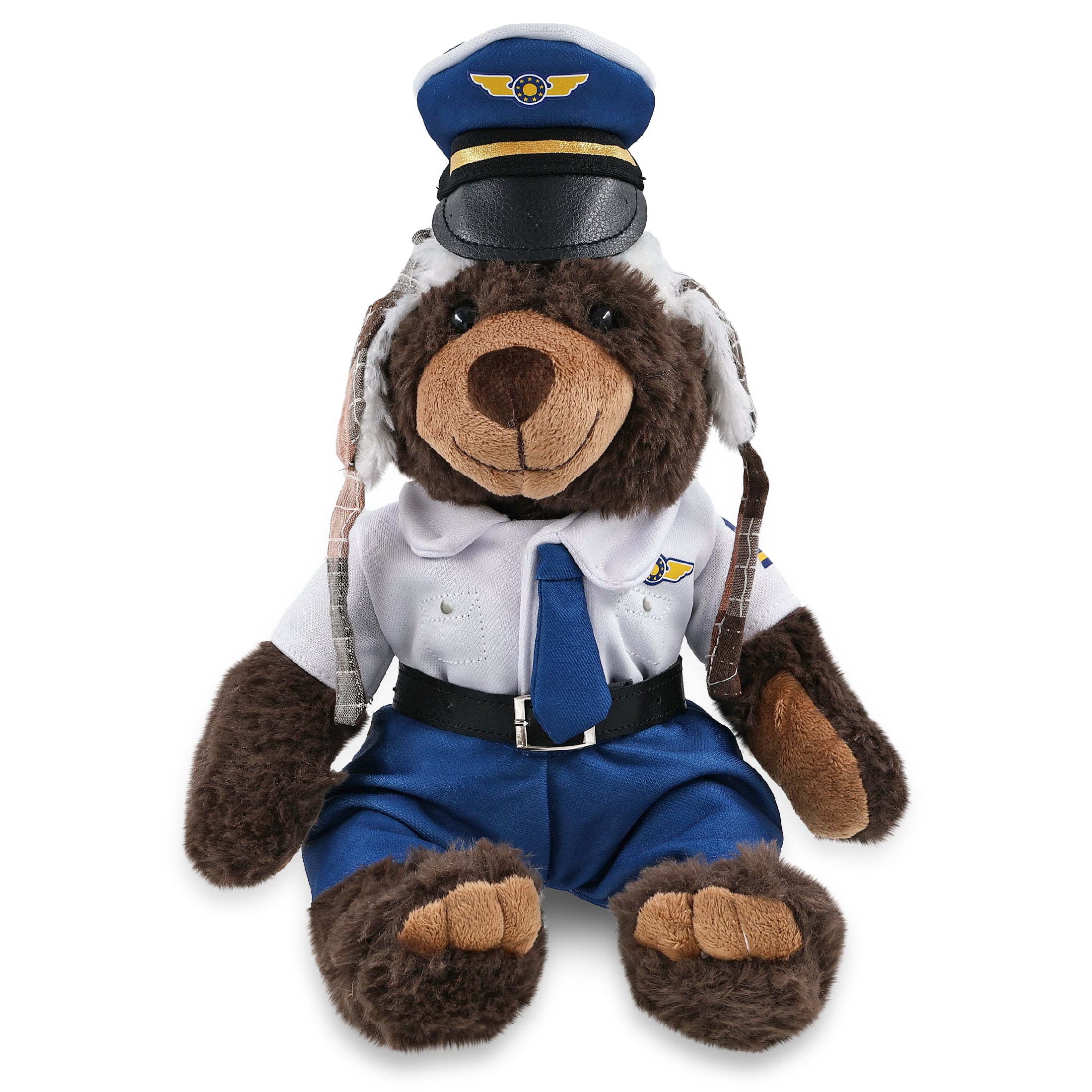 SUPER SOFT PLUSH WITH CLOTHES  - BROWN BEAR PILOT DRESS UP