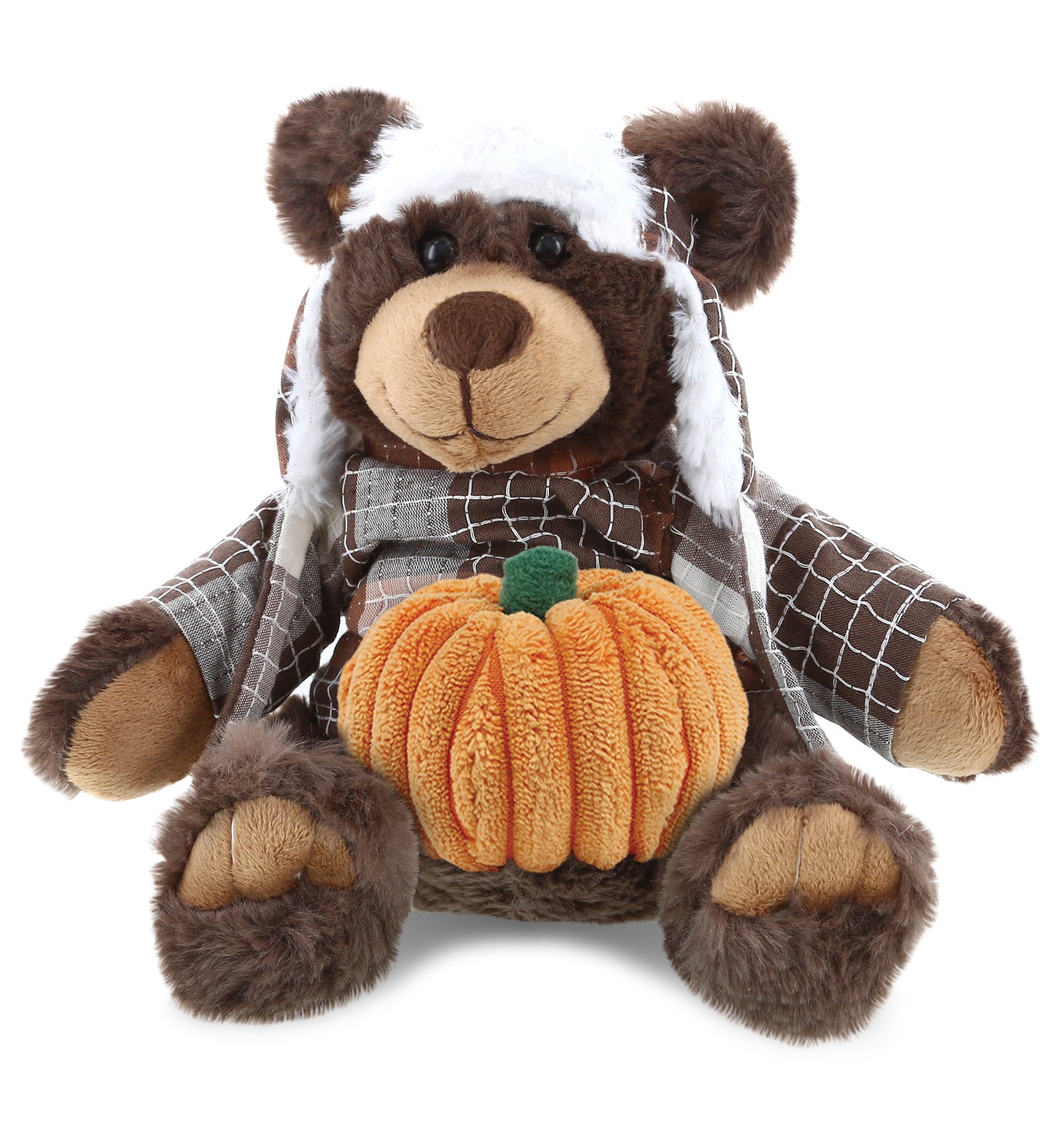 PLUSH PUMPKIN - SUPER SOFT PLUSH WITH CLOTHES  - BROWN BEAR