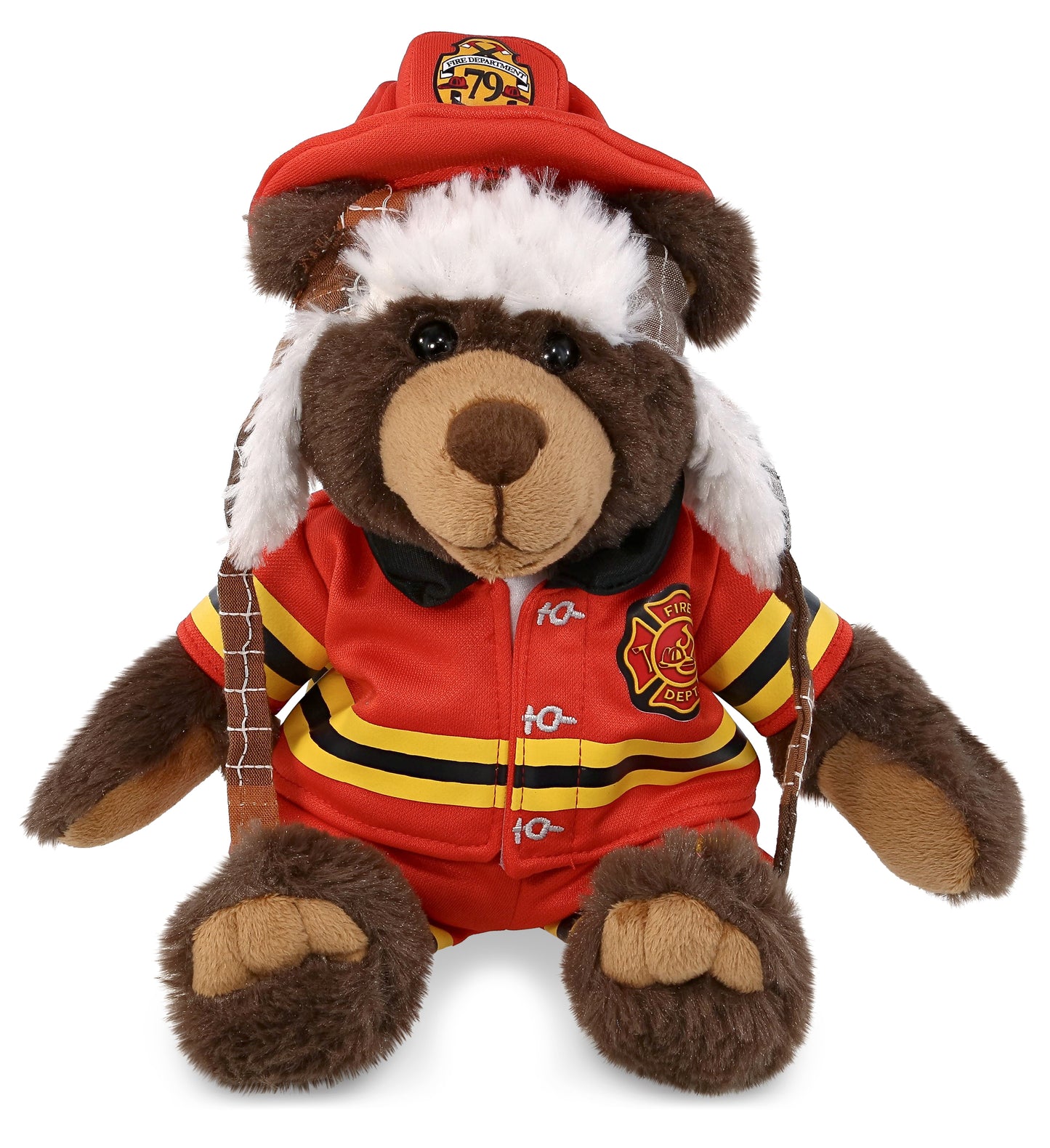 PLUSH FIREMAN - SUPER SOFT PLUSH WITH CLOTHES  - BROWN BEAR