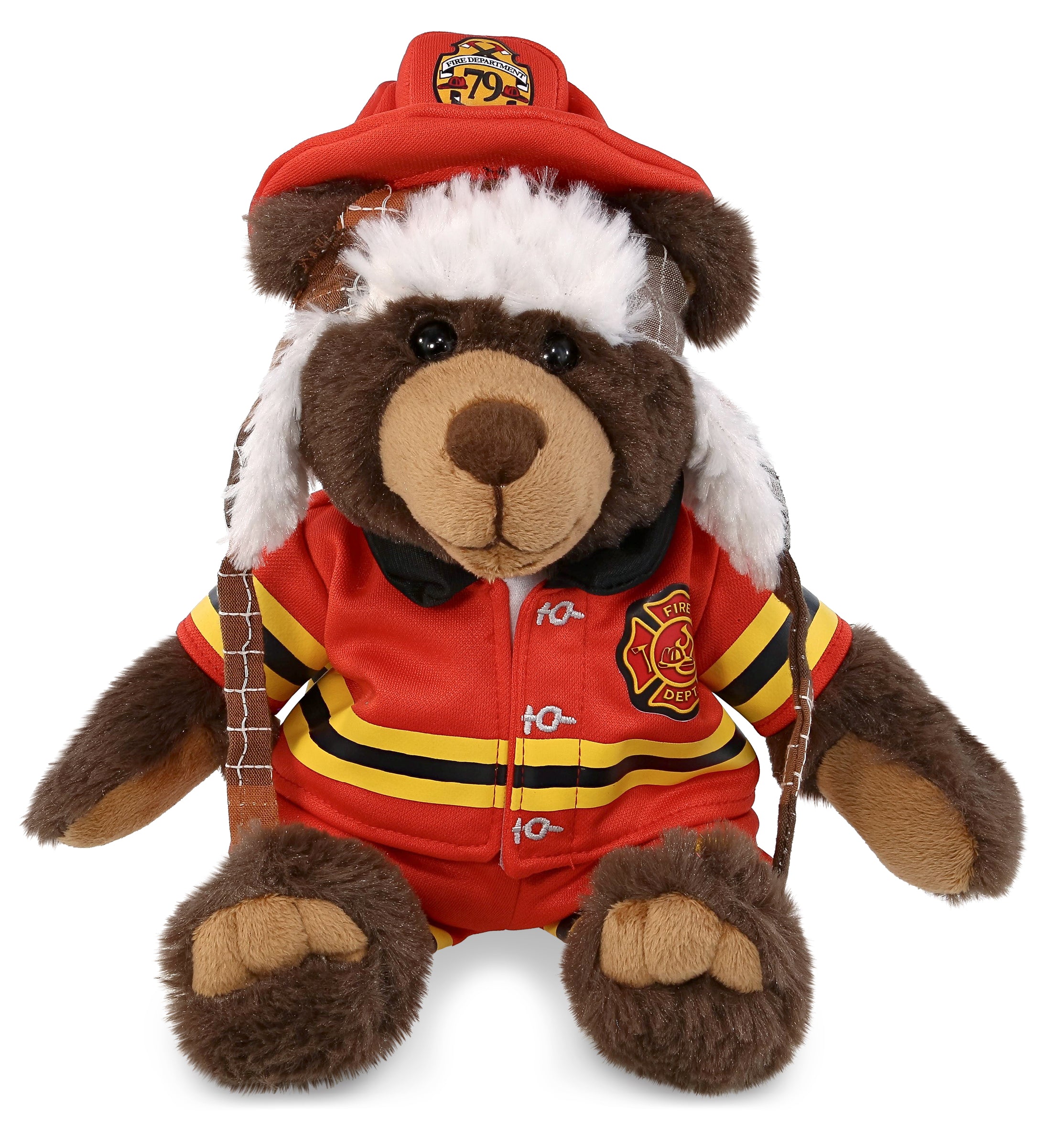 PLUSH FIREMAN - SUPER SOFT PLUSH WITH CLOTHES  - BROWN BEAR
