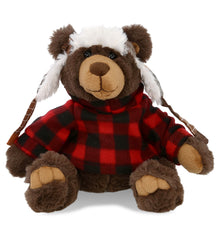 SUPER SOFT PLUSH WITH CLOTHES  - BROWN BEAR WITH RED PLAID HOODIE