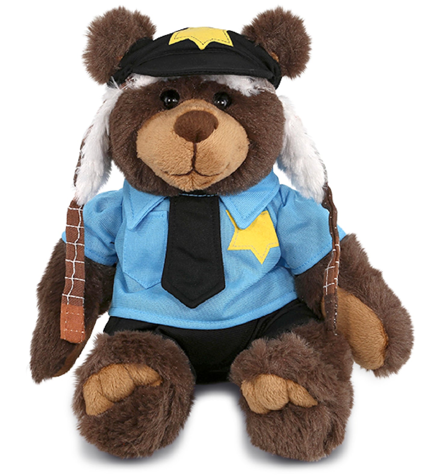 PLUSH POLICE - SUPER SOFT PLUSH WITH CLOTHES  - BROWN BEAR