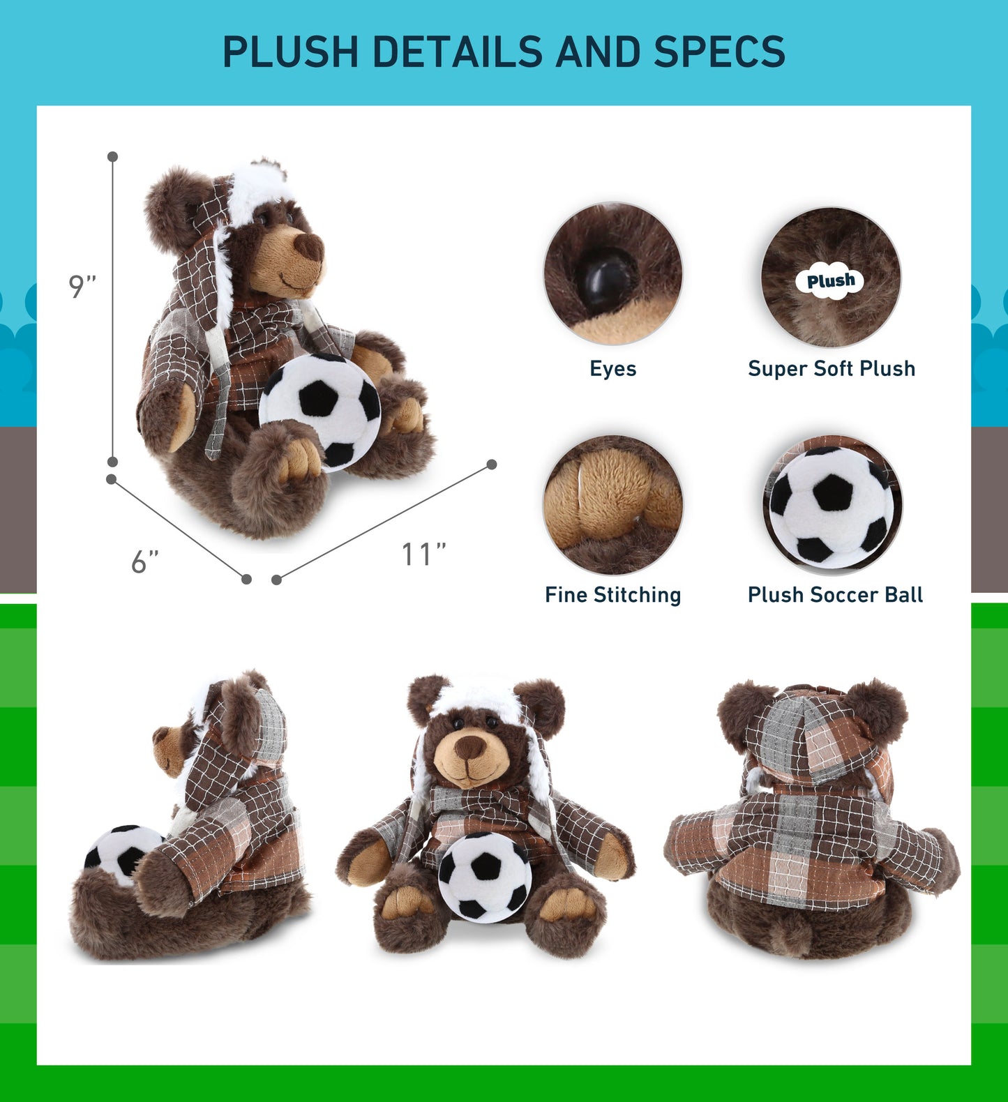SUPER SOFT PLUSH WITH CLOTHES - BROWN BEAR WITH SOCCER PLUSH