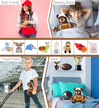SUPER SOFT PLUSH WITH CLOTHES - BROWN BEAR WITH FOOTBALL PLUSH