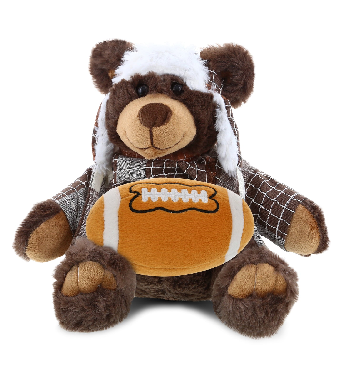 SUPER SOFT PLUSH WITH CLOTHES - BROWN BEAR WITH FOOTBALL PLUSH