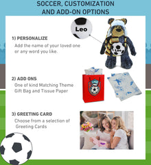 SUPER SOFT PLUSH WITH CLOTHES - STANDING BLACK BEAR WITH SOCCER PLUSH