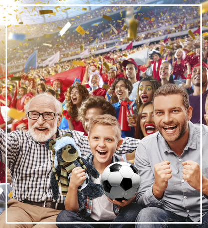 SUPER SOFT PLUSH WITH CLOTHES - STANDING BLACK BEAR WITH SOCCER PLUSH