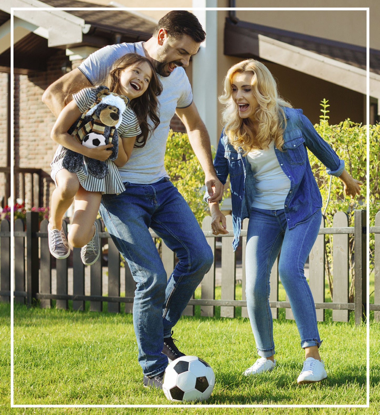 SUPER SOFT PLUSH WITH CLOTHES - STANDING BLACK BEAR WITH SOCCER PLUSH
