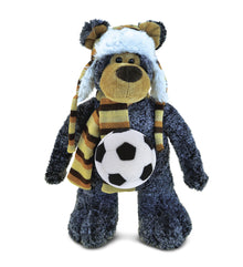 SUPER SOFT PLUSH WITH CLOTHES - STANDING BLACK BEAR WITH SOCCER PLUSH
