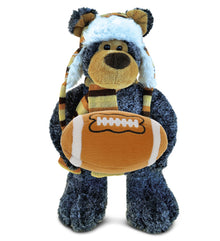 SUPER SOFT PLUSH WITH CLOTHES - STANDING BLACK BEAR WITH FOOTBALL PLUSH