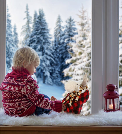 SUPER SOFT PLUSH WITH CLOTHES  - STANDING MOOSE WITH RED PLAID HOODIE