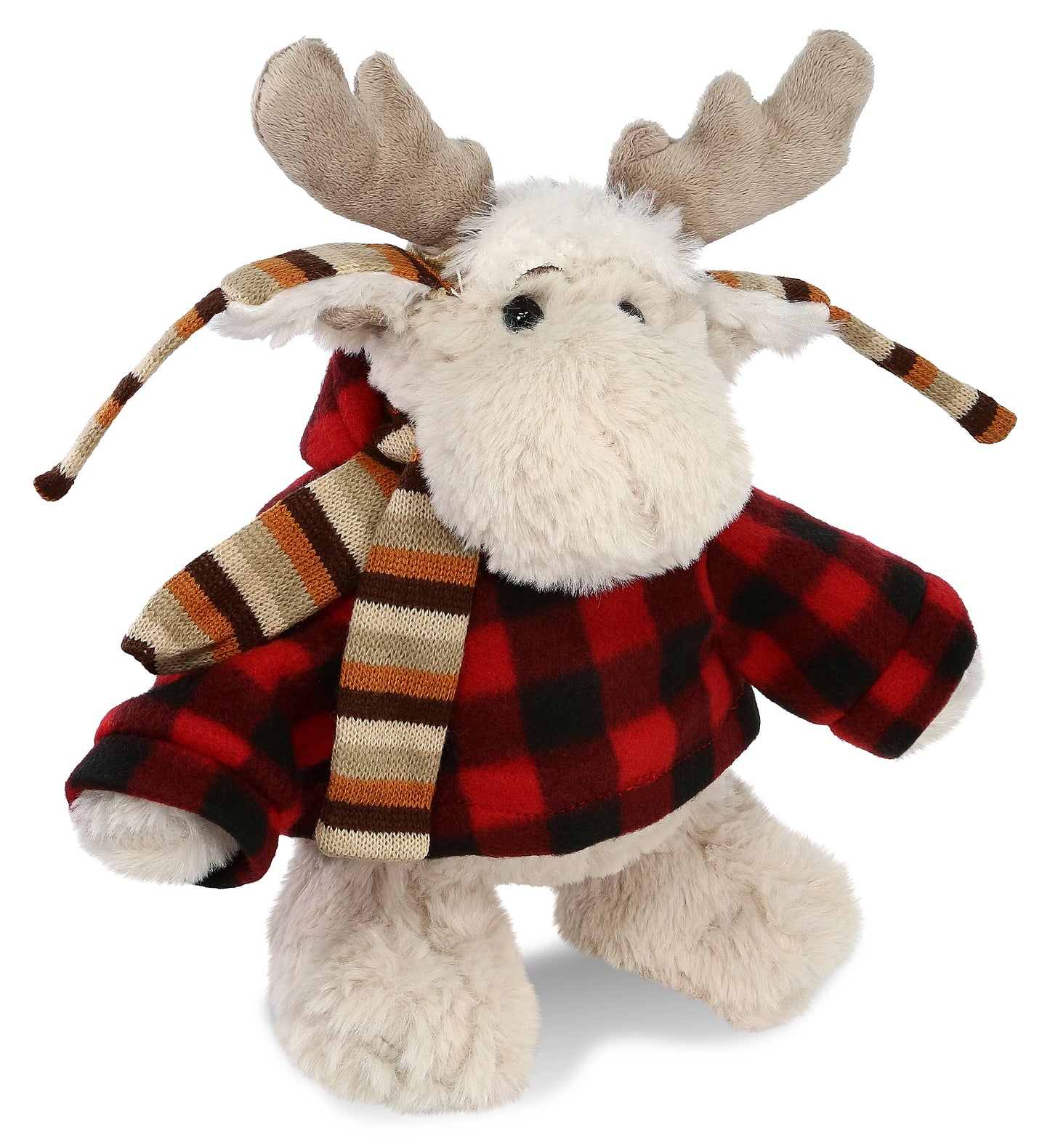 SUPER SOFT PLUSH WITH CLOTHES  - STANDING MOOSE WITH RED PLAID HOODIE