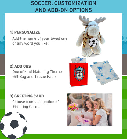 SUPER SOFT PLUSH WITH CLOTHES - STANDING MOOSE WITH SOCCER PLUSH