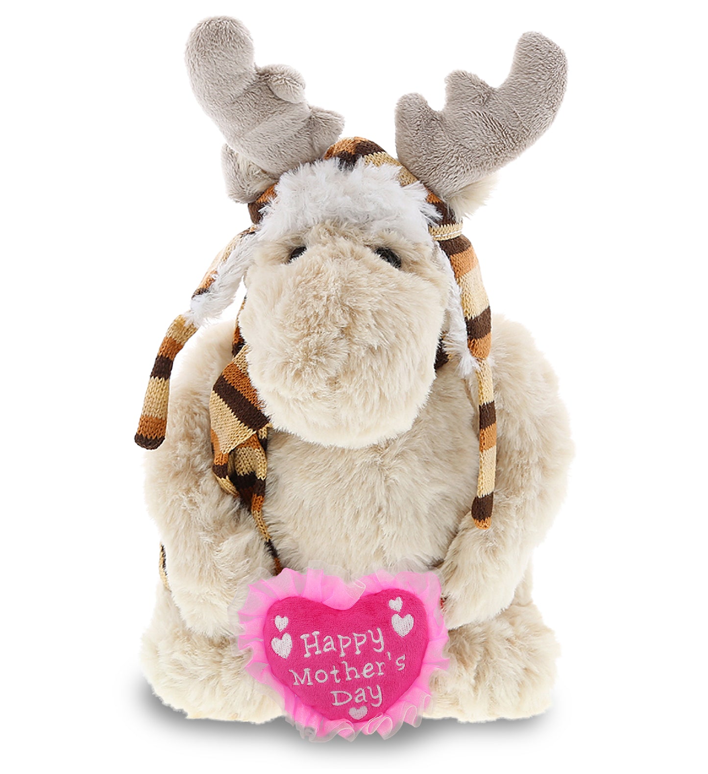 PLUSH MOTHERS DAY HEART - SUPER SOFT PLUSH WITH CLOTHES  - STANDING MOOSE