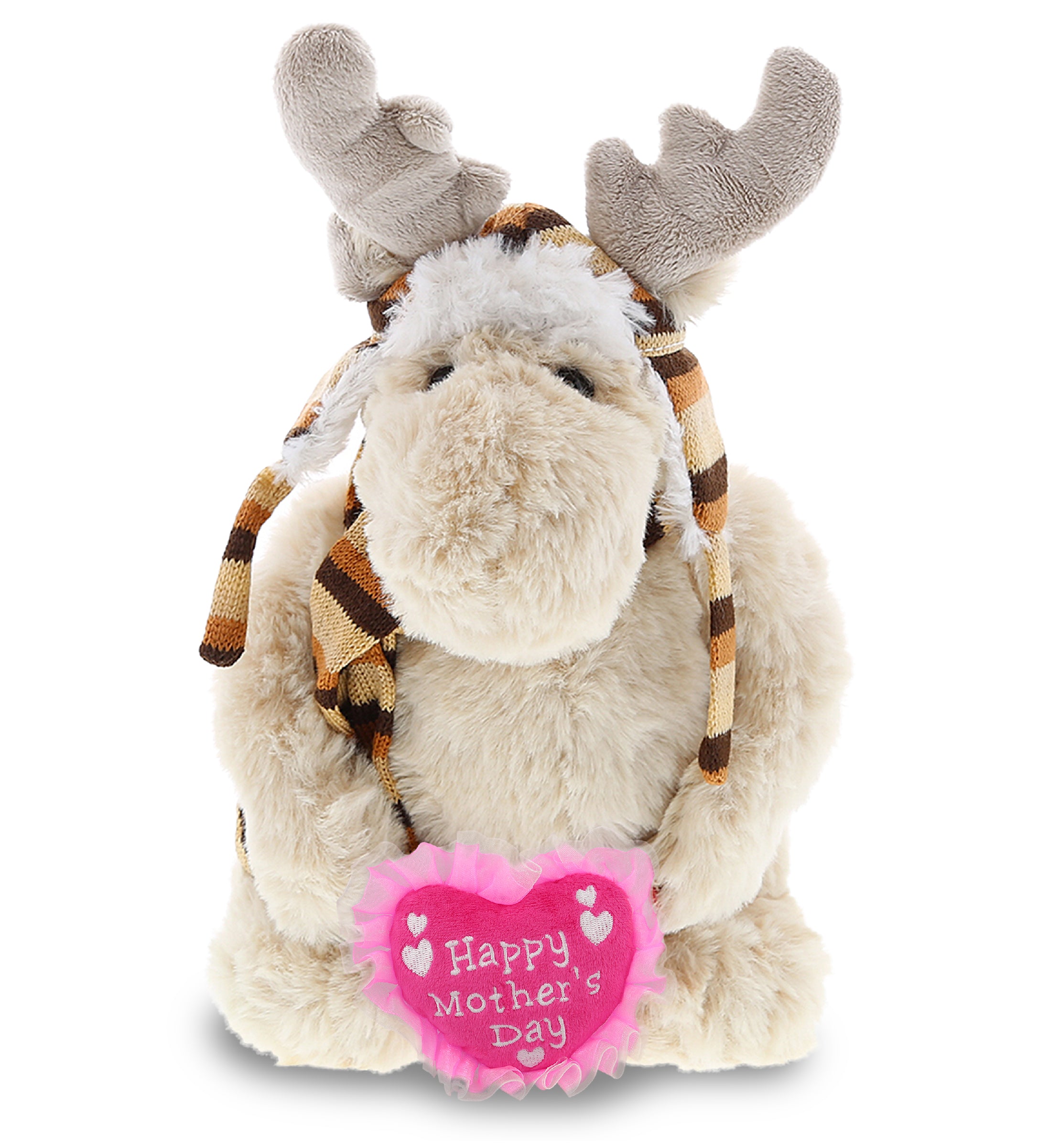 PLUSH MOTHERS DAY HEART - SUPER SOFT PLUSH WITH CLOTHES  - STANDING MOOSE