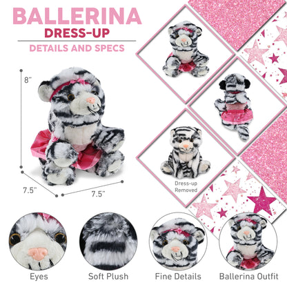 SUPER-SOFT PLUSH - SQUAT WHITE TIGER 8" BALLERINA