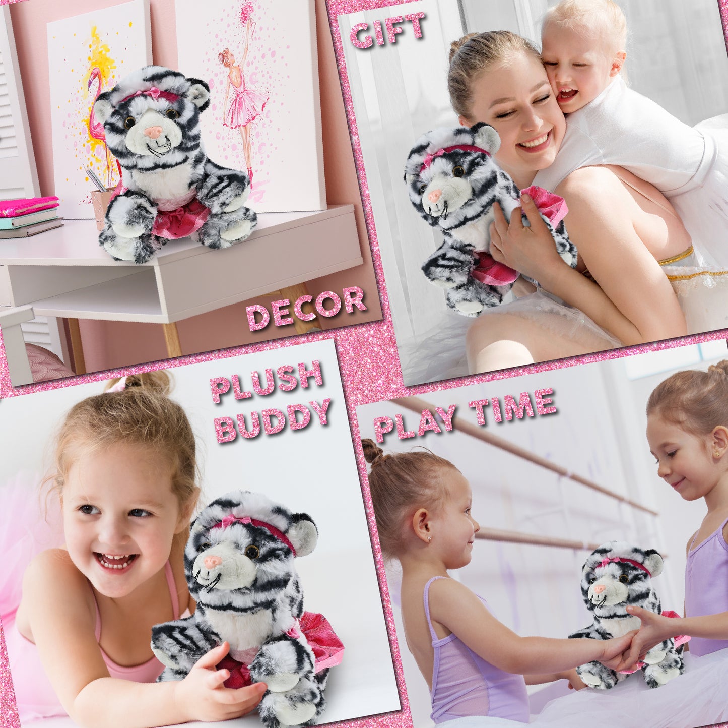 SUPER-SOFT PLUSH - SQUAT WHITE TIGER 8" BALLERINA