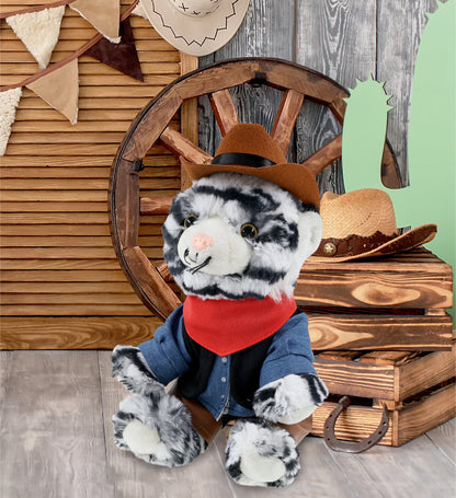 SUPER-SOFT PLUSH - SQUAT WHITE TIGER 8" COWBOY DRESS UP