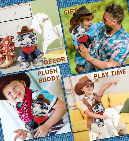 SUPER-SOFT PLUSH - SQUAT WHITE TIGER 8" COWBOY DRESS UP