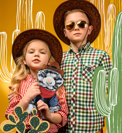 SUPER-SOFT PLUSH - SQUAT WHITE TIGER 8" COWBOY DRESS UP