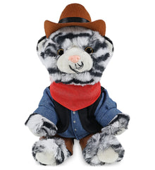 SUPER-SOFT PLUSH - SQUAT WHITE TIGER 8" COWBOY DRESS UP