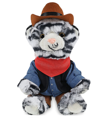 SUPER-SOFT PLUSH - SQUAT WHITE TIGER 8" COWBOY DRESS UP
