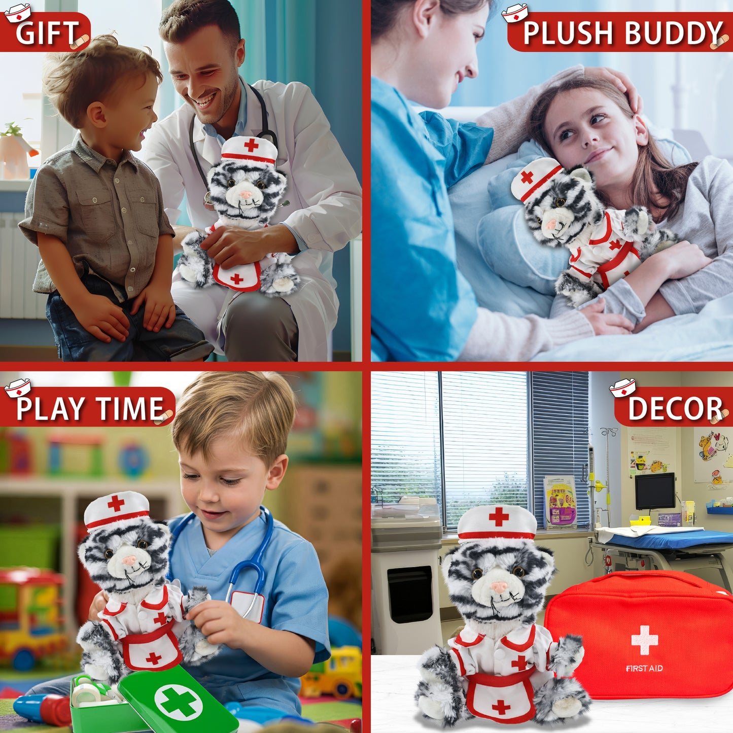 SUPER-SOFT PLUSH - SQUAT WHITE TIGER 8" NURSE