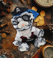 SUPER-SOFT PLUSH - SQUAT WHITE TIGER 8" PIRATE DRESS UP