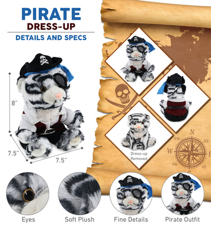 SUPER-SOFT PLUSH - SQUAT WHITE TIGER 8" PIRATE DRESS UP
