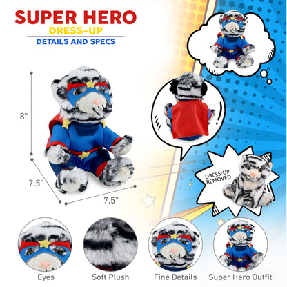 SUPER-SOFT PLUSH - SQUAT WHITE TIGER 8" SUPER HERO
