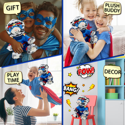 SUPER-SOFT PLUSH - SQUAT WHITE TIGER 8" SUPER HERO