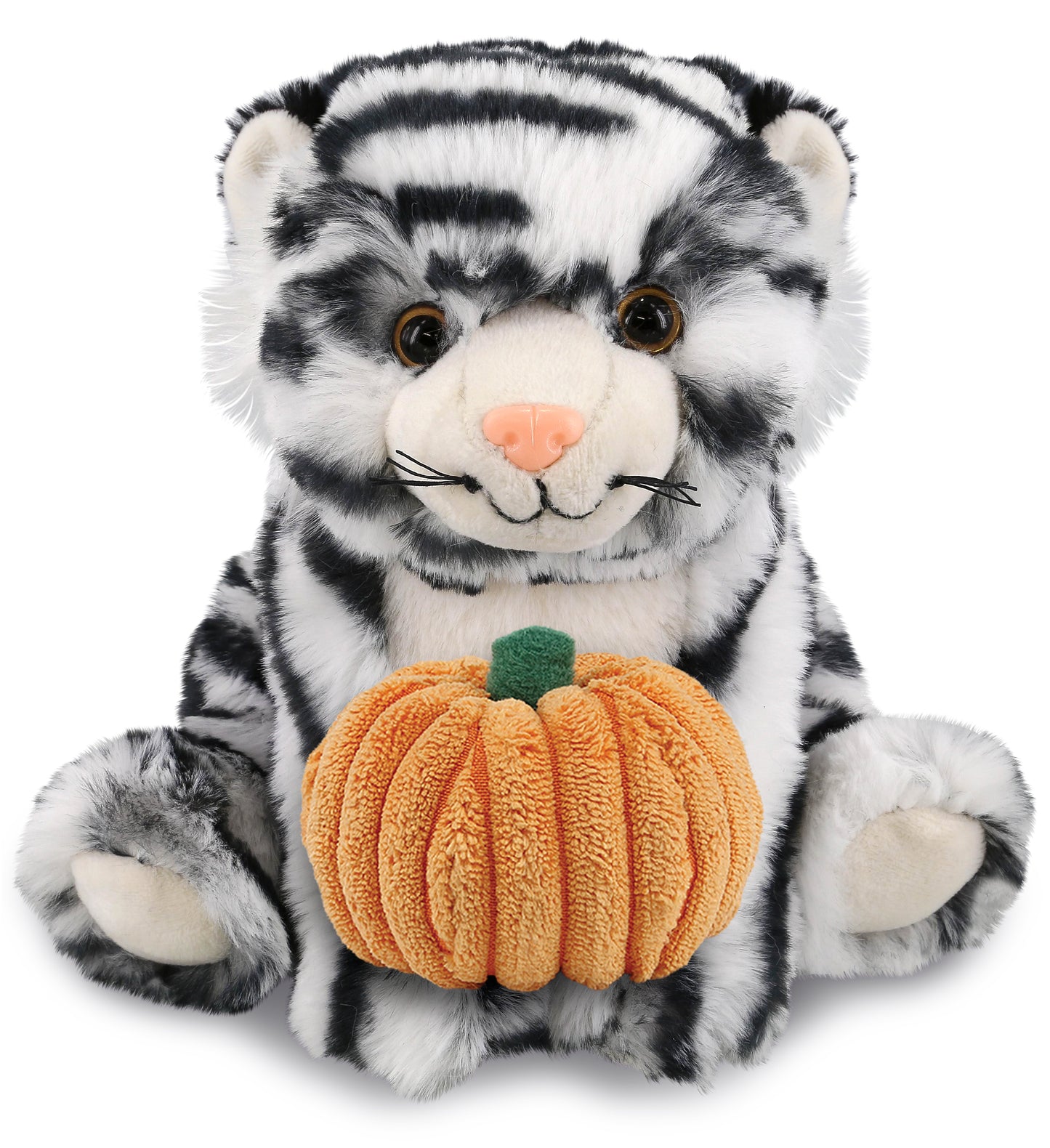 PLUSH PUMPKIN - SUPER-SOFT PLUSH - SQUAT WHITE TIGER 8"