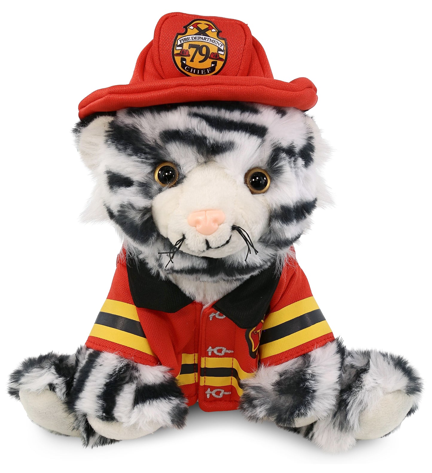 PLUSH FIREMAN - SUPER-SOFT PLUSH - SQUAT WHITE TIGER 8"