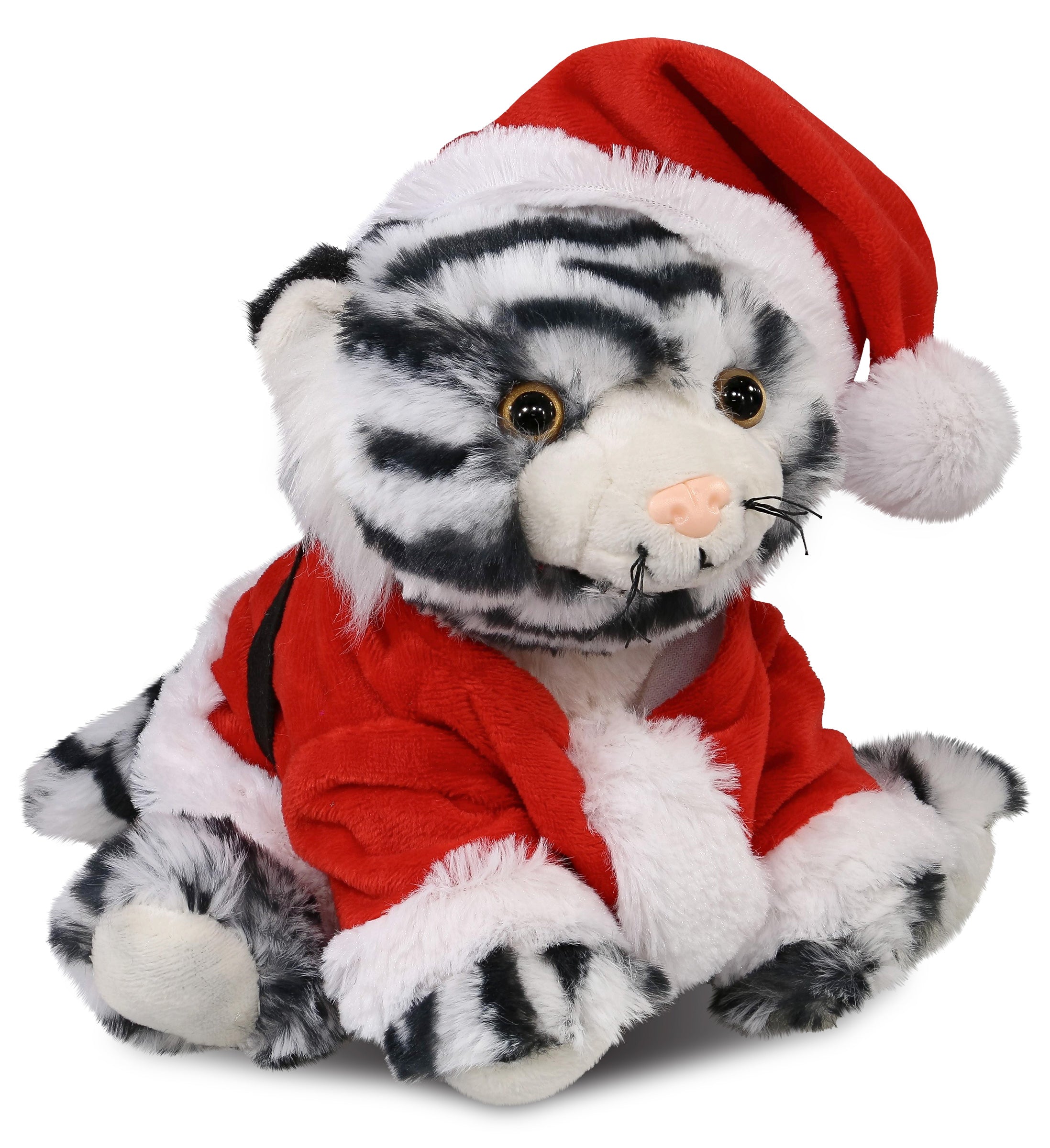 PLUSH SANTA - SUPER-SOFT PLUSH - SQUAT WHITE TIGER 8"