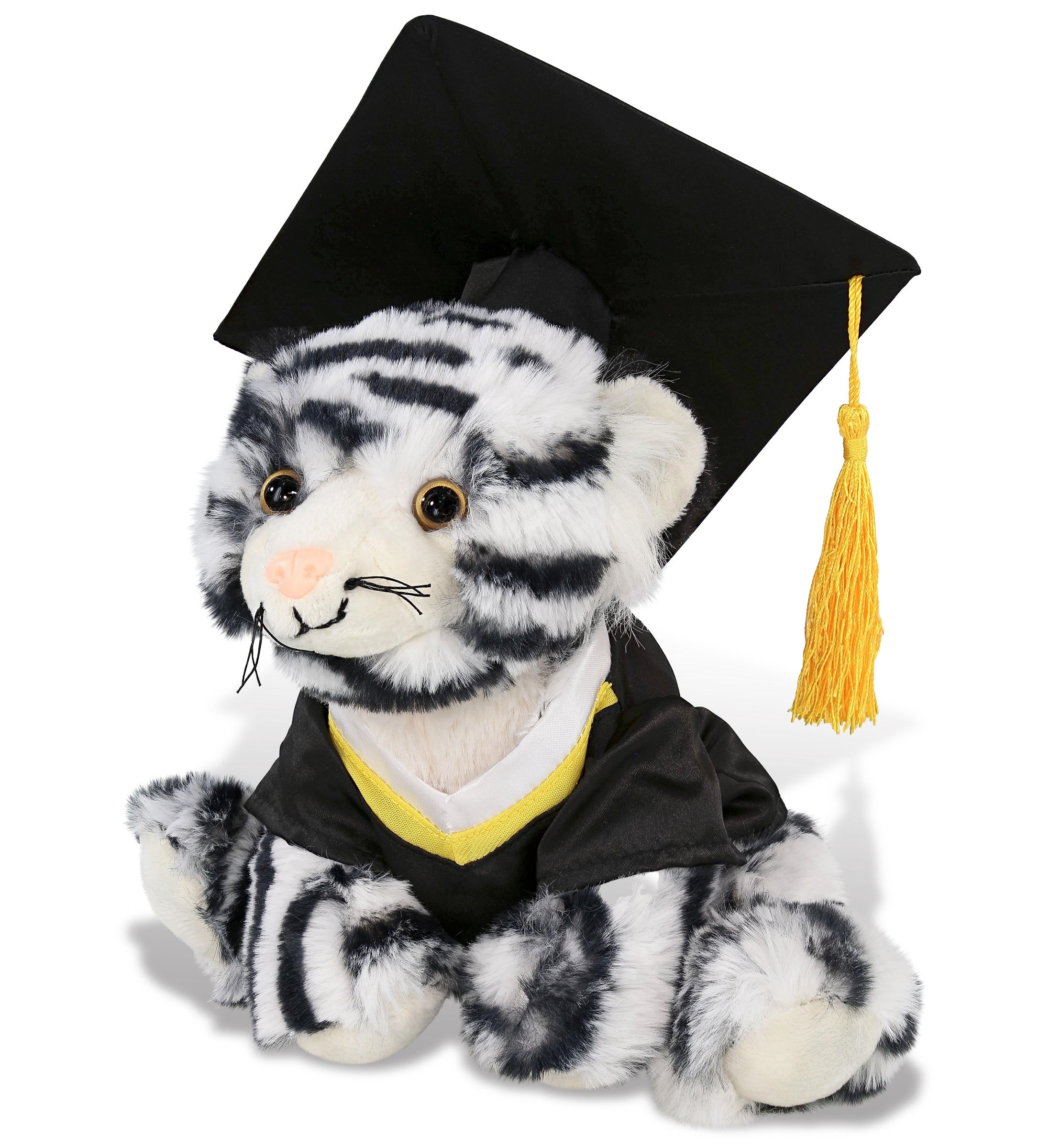 PLUSH GRADUATION - SUPER-SOFT PLUSH - SQUAT WHITE TIGER 8"